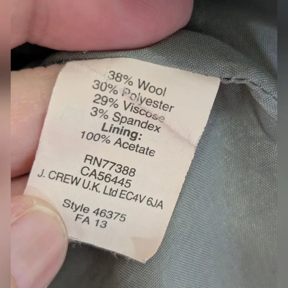 J.Crew Gray Stretch Wool Blend Peplum Blazer Jacket Women’s 6 Dark Academia